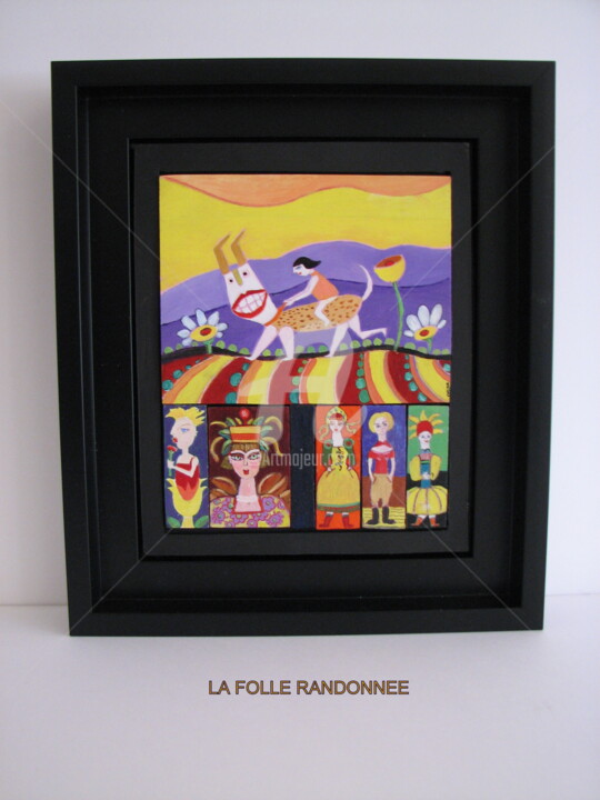Pintura titulada "la folle randonnée" por Huguette Le Queau, Obra de arte original, Oleo