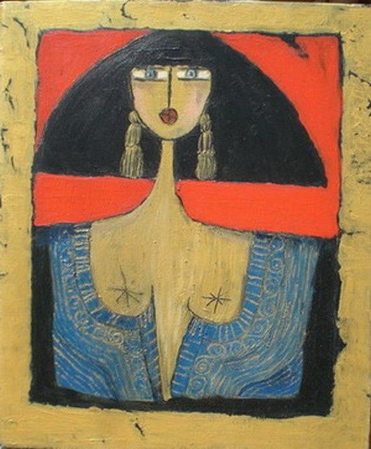 Peinture intitulée "FEMME BLUE EYES" par Hphuguette, Œuvre d'art originale, Huile