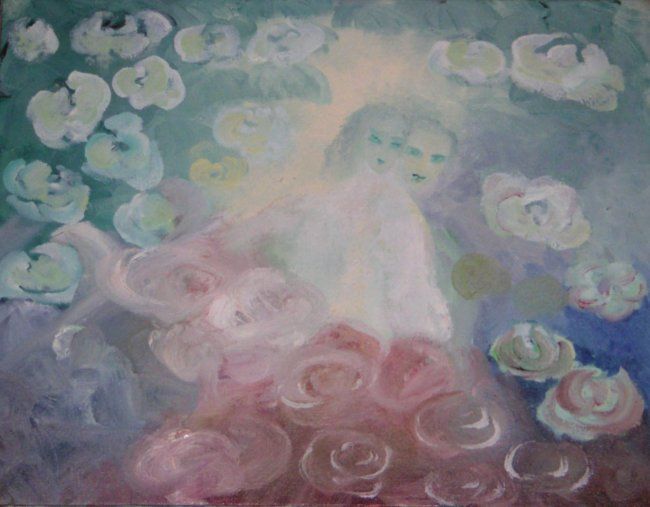 Peinture intitulée "Mariage cosmique" par Ghet-Genetti, Œuvre d'art originale, Huile