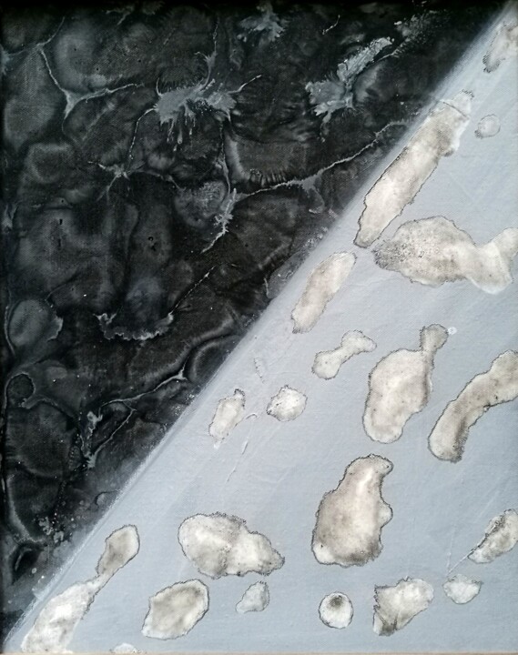 Painting titled "Grayscale-2" by Hui Li, Original Artwork, Acrylic Mounted on Wood Stretcher frame