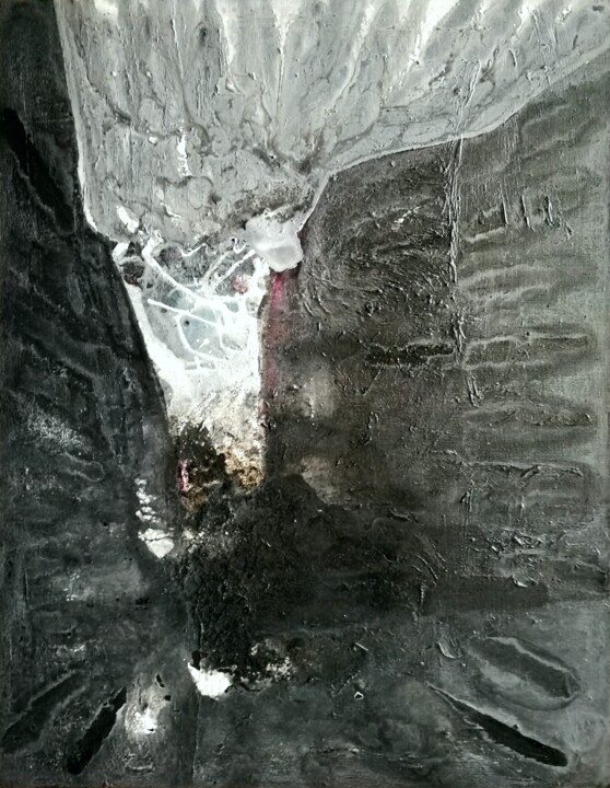 Painting titled "50 shades of gray-1" by Hui Li, Original Artwork, Acrylic Mounted on Wood Stretcher frame
