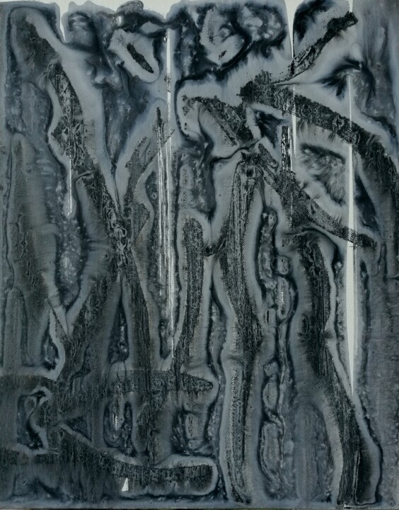 Malarstwo zatytułowany „grayscale-3” autorstwa Hui Li, Oryginalna praca, Akryl Zamontowany na Drewniana rama noszy