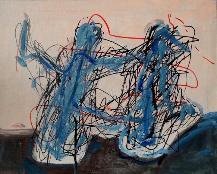 Painting titled "《海风和啤酒》" by Huixi Yu, Original Artwork, Pigments
