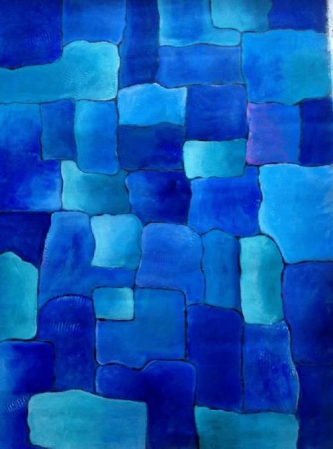 Peinture intitulée "Blue Wall" par Ann-Charlotte Hultberg, Œuvre d'art originale