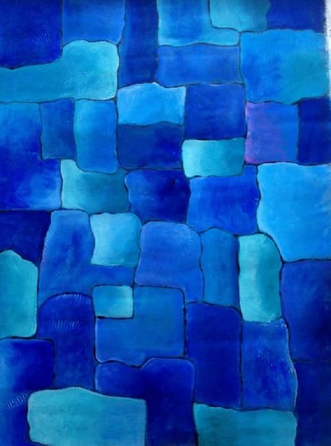 Painting titled "Blue Wall" by Ann-Charlotte Hultberg, Original Art,