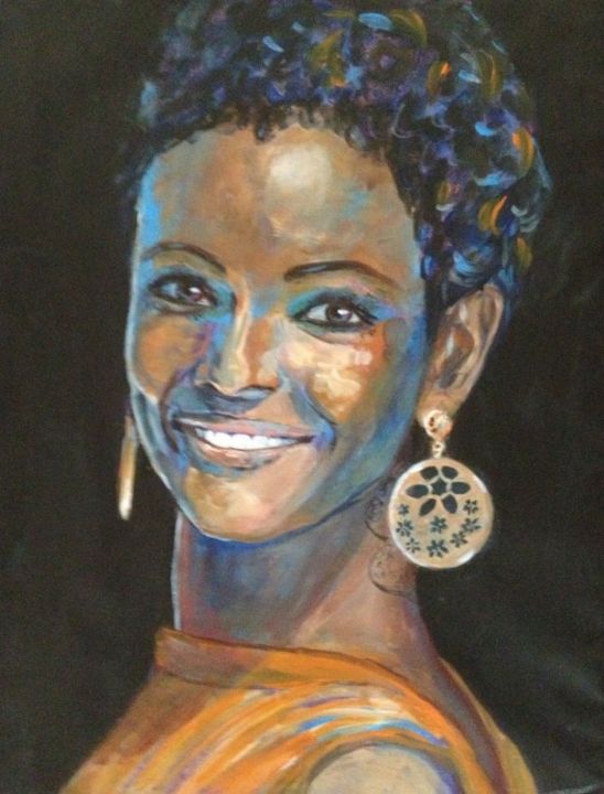 Painting titled "African woman" by Ann-Charlotte Hultberg, Original Artwork