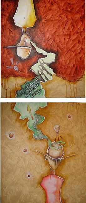 Painting titled "les idées voyagent" by Human Expression, Original Artwork