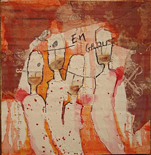 Painting titled "en groupe" by Human Expression, Original Artwork