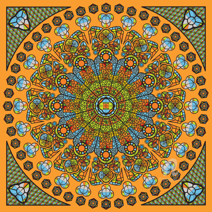 印花与版画 标题为“Mandala step three” 由Humberto Cesar Pornaro, 原创艺术品, 数字打印