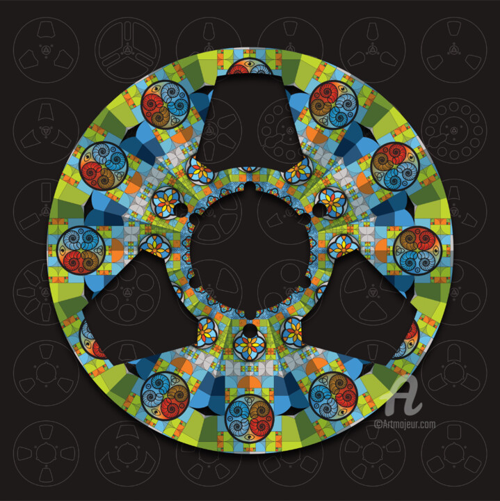 Digitale Kunst mit dem Titel "Mandala R2R" von Humberto Cesar Pornaro, Original-Kunstwerk, Digitaldruck