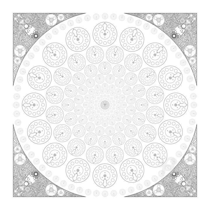 Digital Arts titled "Reel Mandala White" by Humberto Cesar Pornaro, Original Artwork, Digital Print