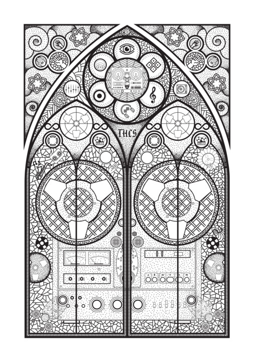 Artes digitais intitulada "Stained Glass Reel" por Humberto Cesar Pornaro, Obras de arte originais, Impressão digital