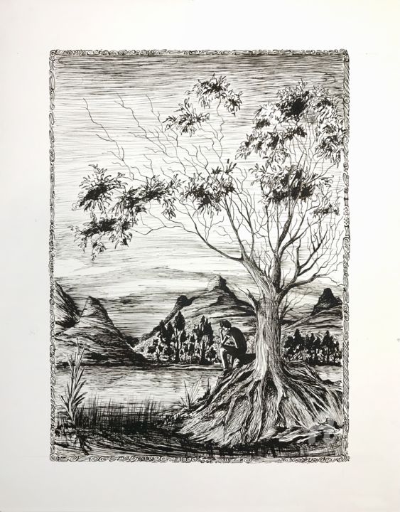 Desenho intitulada "thoughts" por Humberto Cesar Pornaro, Obras de arte originais, Pigmentos