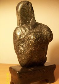 Sculpture titled "Black Madonna" by Neil Bernardis, Original Artwork, Stone