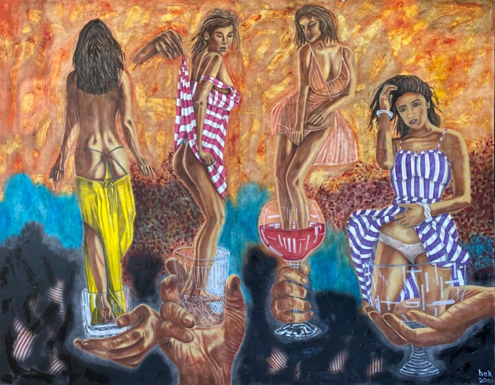 "Ladies on the Rocks" başlıklı Tablo Hüseyin Ak tarafından, Orijinal sanat, Petrol