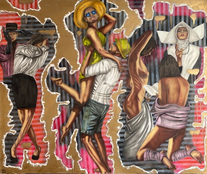 Картина под названием "Sinners" - Hüseyin Ak, Подлинное произведение искусства, Масло