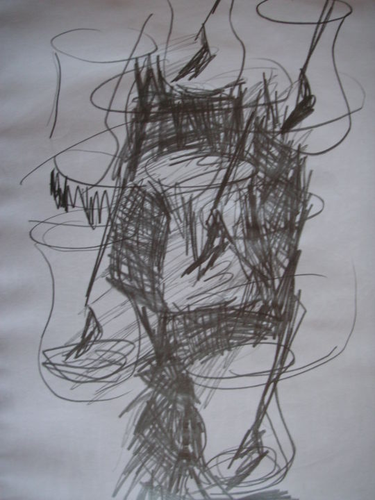Drawing titled "DESEN 13" by Hüseyi̇N Şahi̇N, Original Artwork, Charcoal