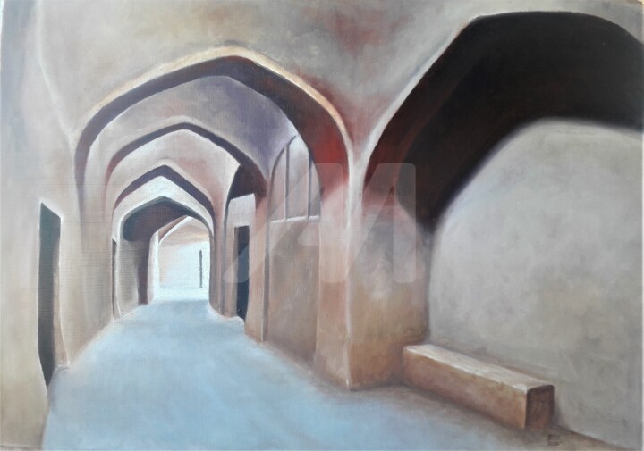 Painting titled "Mysterious Iran" by Husnu Konuk, Original Artwork, Oil