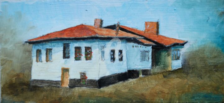 Schilderij getiteld "Old House" door Husnu Konuk, Origineel Kunstwerk, Graffiti