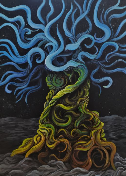 Painting titled "Yggdrasil" by Tamás Jakab, Original Artwork, Acrylic