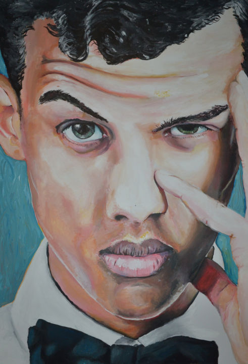 Painting titled "Stromae" by Ken Huys, Original Artwork, Acrylic