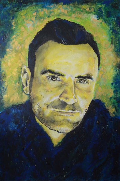 Painting titled "Wim Soutaer" by Ken Huys, Original Artwork, Acrylic