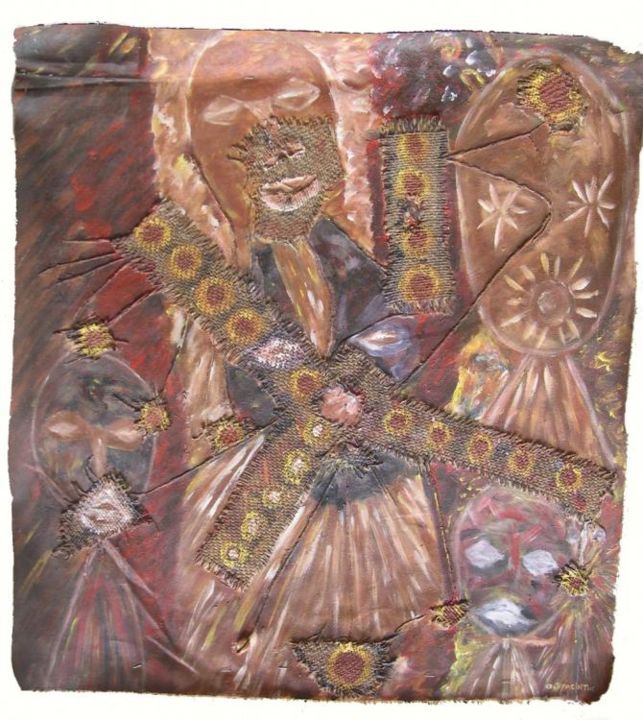 Schilderij getiteld "sacrilege 02" door Hyacinthe Ouattara, Origineel Kunstwerk