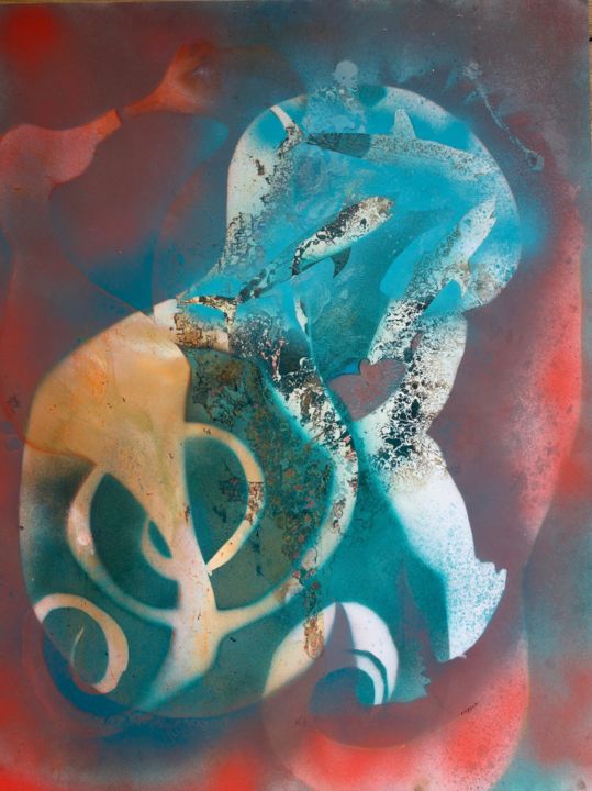 Peinture intitulée "gestation 1" par Mysia, Œuvre d'art originale, Acrylique