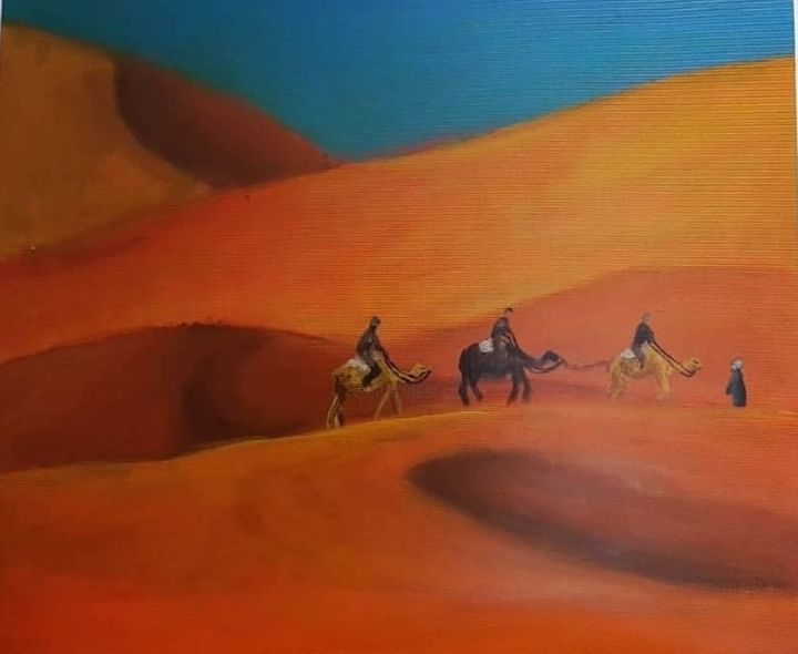 Peinture intitulée "Sahara" par Omar Fejjal, Œuvre d'art originale, Acrylique