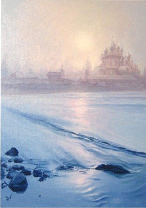 Pintura intitulada "Туманное утро.jpg" por Igor Vilyanov, Obras de arte originais