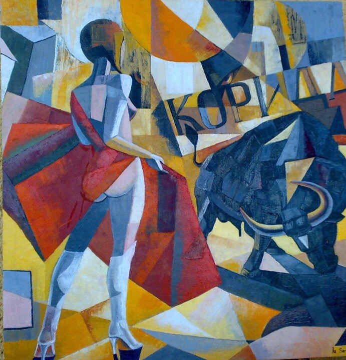 Peinture intitulée "Коррида" par Iia Saralidze, Œuvre d'art originale, Huile