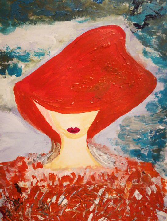 Peinture intitulée "Дама" par Varvara, Œuvre d'art originale, Acrylique