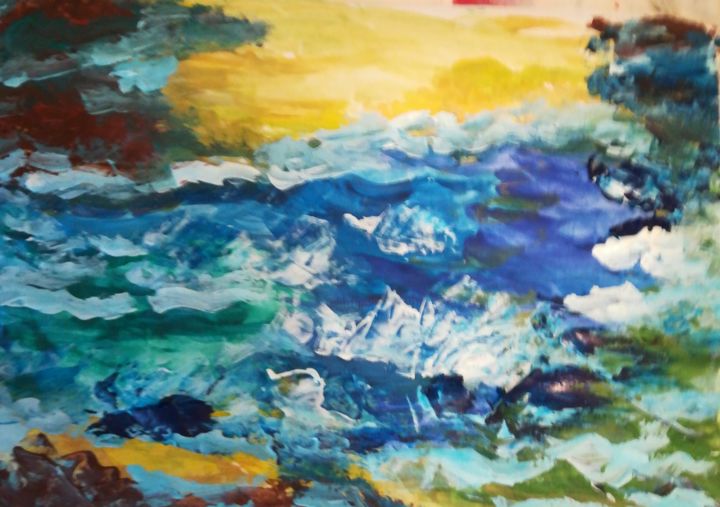 Картина под названием "Река" - Варвара, Подлинное произведение искусства, Акрил