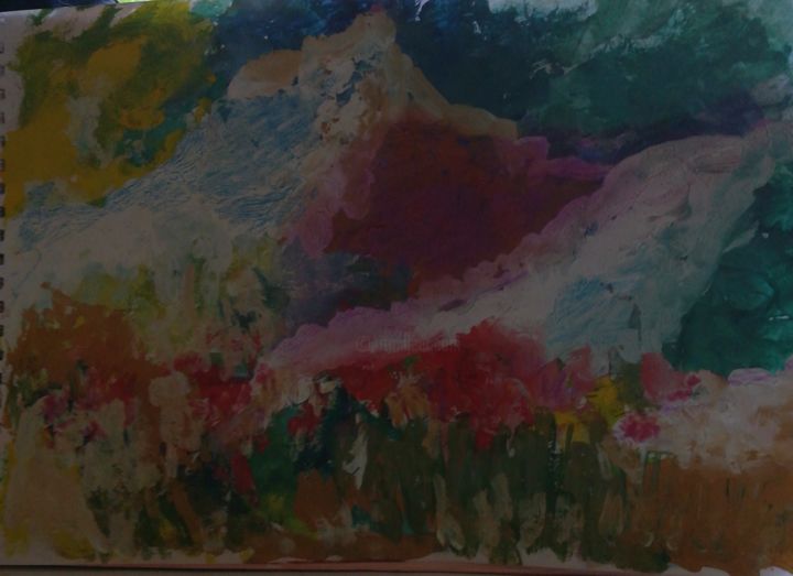 Peinture intitulée "Весна в горах" par Varvara, Œuvre d'art originale, Acrylique