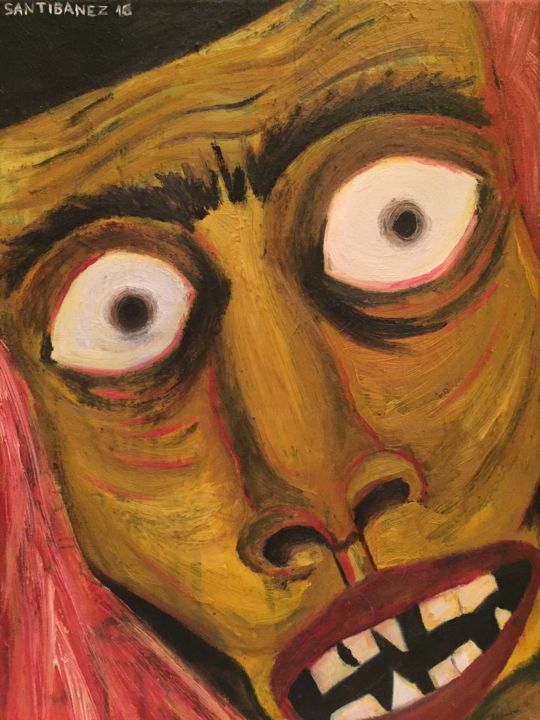 Painting titled "Freaking Out" by Iago Santibañez, Original Artwork, Oil