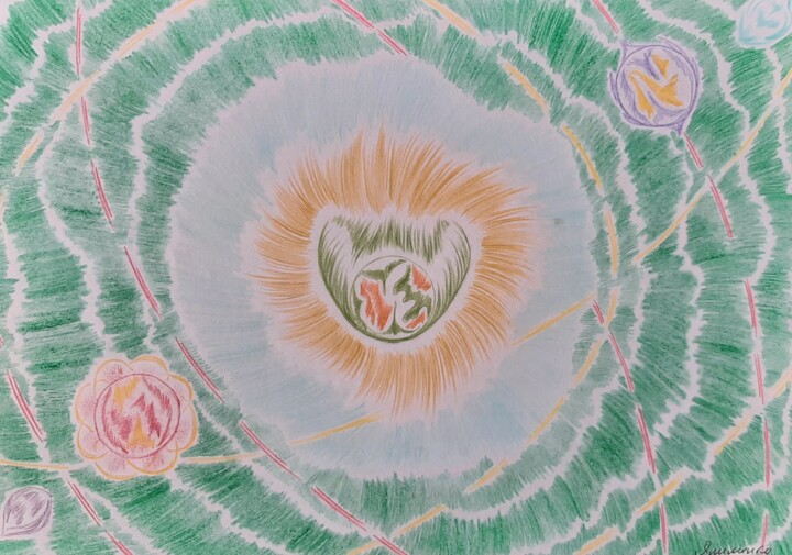 Dessin intitulée "le coeur de l'espace" par Iakim, Œuvre d'art originale, Crayon