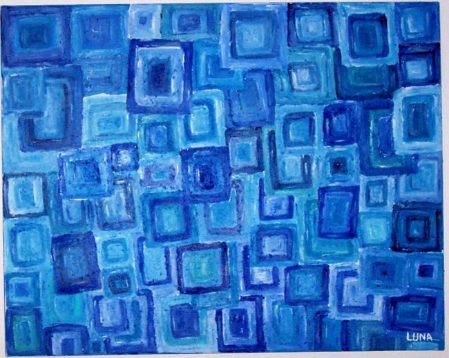 Painting titled "BLEU" by Ludmilla Muse, Original Artwork