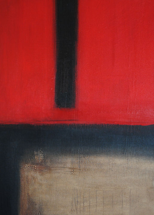 Картина под названием "Red field" - Ian Palmer, Подлинное произведение искусства, Акрил