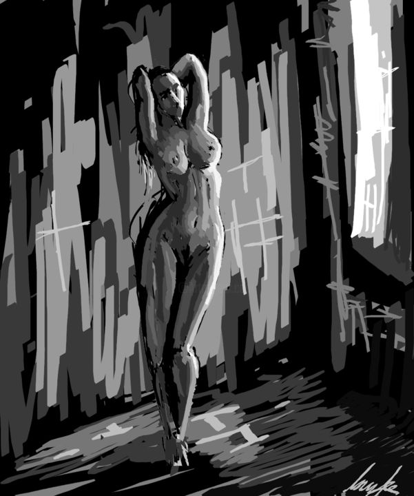 Digital Arts titled "Silent Nude" by Ian Fee, Original Artwork, Digital Painting