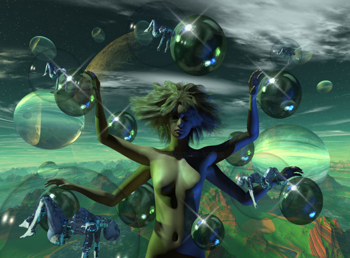 Digital Arts titled "Soul Bubbles" by Rikkihop, Original Artwork, 3D Modeling