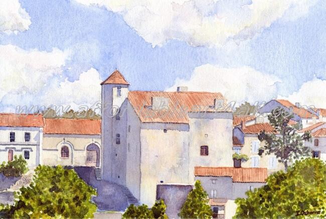 Картина под названием "The chateau at Mont…" - Ian Osborne, Подлинное произведение искусства, Масло