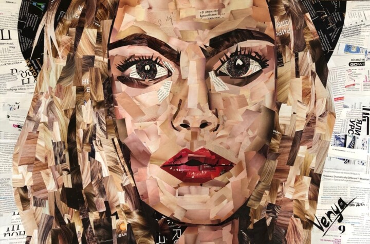 Collages intitolato "Cara Delevingne" da Iana Venedchuk, Opera d'arte originale, Collages