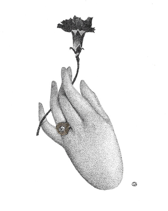 Dibujo titulada "Kind. Hand Series" por Iana Cherepanska, Obra de arte original, Tinta