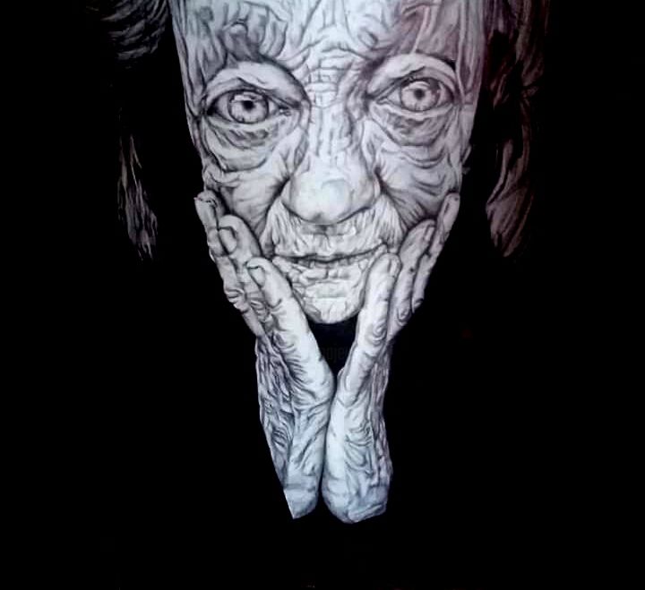 Drawing titled "abuela-retrato.jpg" by Ianire Garro Luque, Original Artwork, Ballpoint pen