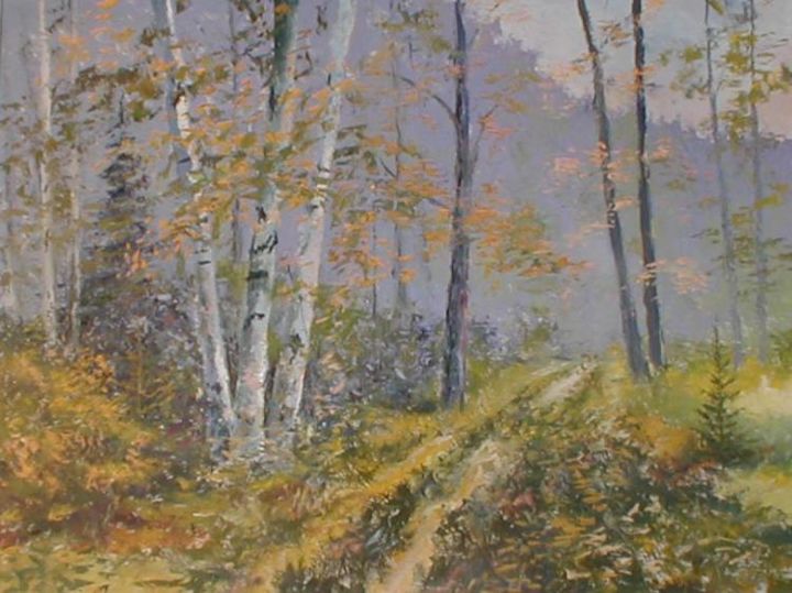 Painting titled "Road in the Woods" by Ian Mcandrew, Original Artwork