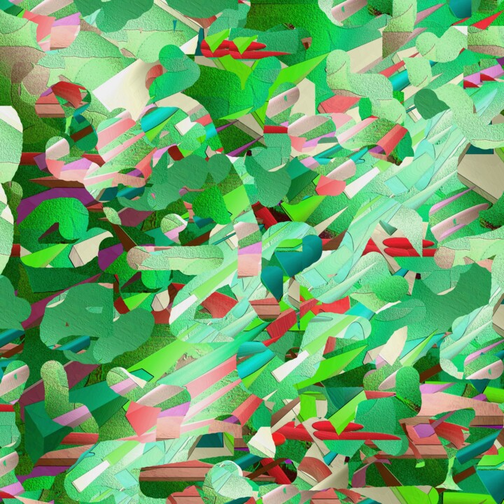 Arte digital titulada "Green galaxies, the…" por Iannilli  Laila Antonella, Obra de arte original, Modelado 3D Montado en Pl…