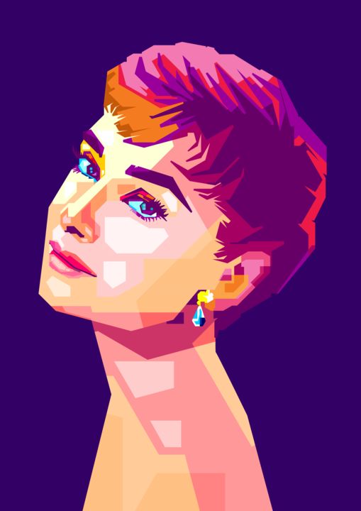 Digital Arts titled "Audrey Hepburn Pop…" by Artworkranger, Original Artwork, 2D Digital Work