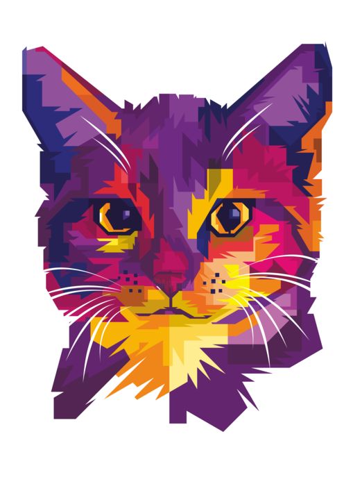Digital Arts με τίτλο "Cat in WPAP" από Artworkranger, Αυθεντικά έργα τέχνης, 2D ψηφιακή εργασία