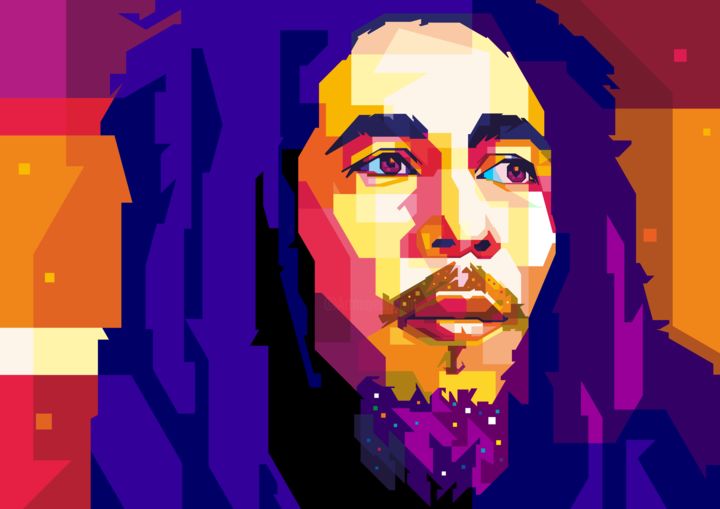 Digital Arts με τίτλο "Bob Marley in Wedha…" από Artworkranger, Αυθεντικά έργα τέχνης, 2D ψηφιακή εργασία