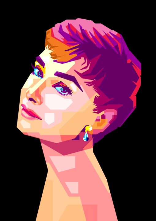 Arte digital titulada "Audrey Hepburn Pop…" por Artworkranger, Obra de arte original, Trabajo Digital 2D